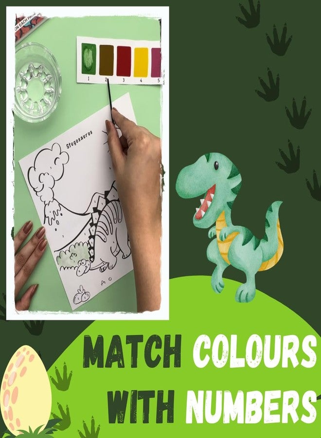 PepPlay Dinosaur Coloring Activity, Color Using Paints & Numbers, Mess Free Activity, Travel Friendly for Kids 3-8 Years, Birthday and Return Gift for Boys and Girls - Image 4